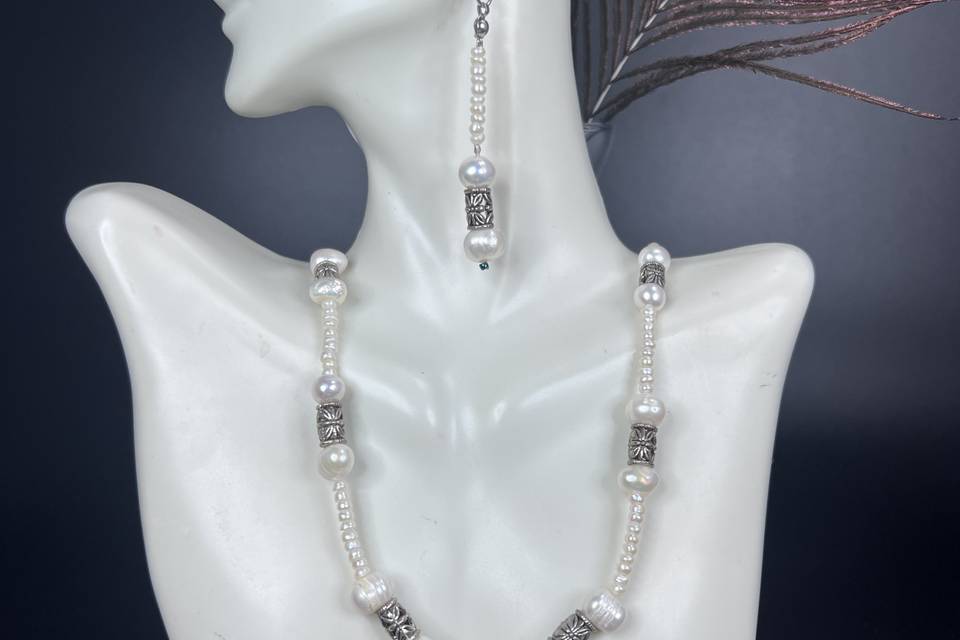 Seed Pearl and pewter Set