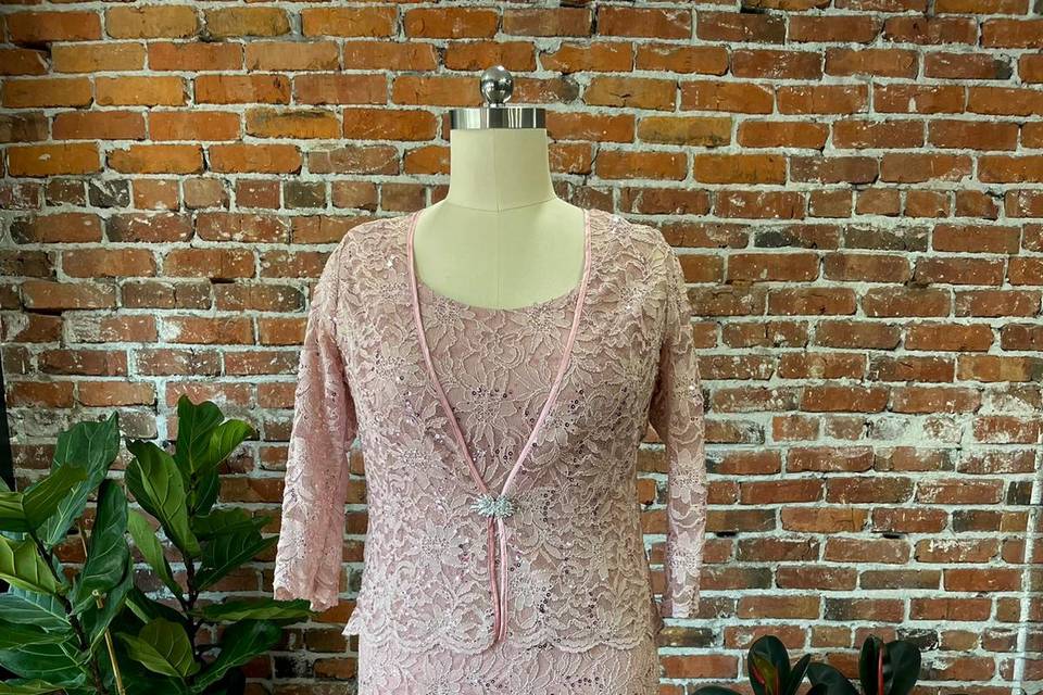 Pink lace dress with jacket