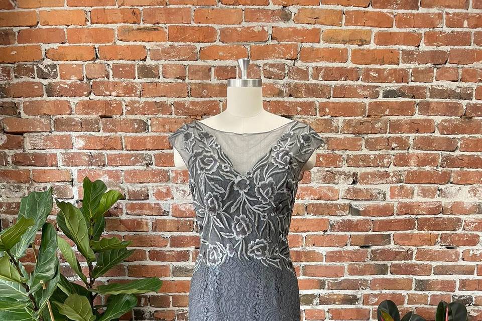 Grey lace with embroidery