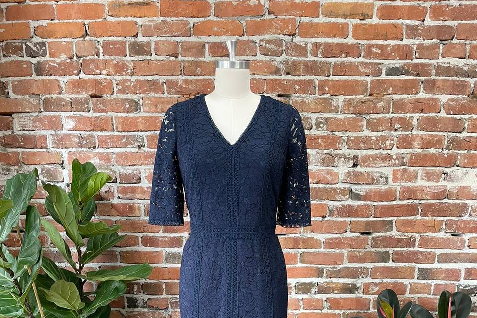 Navy lace with short sleeves