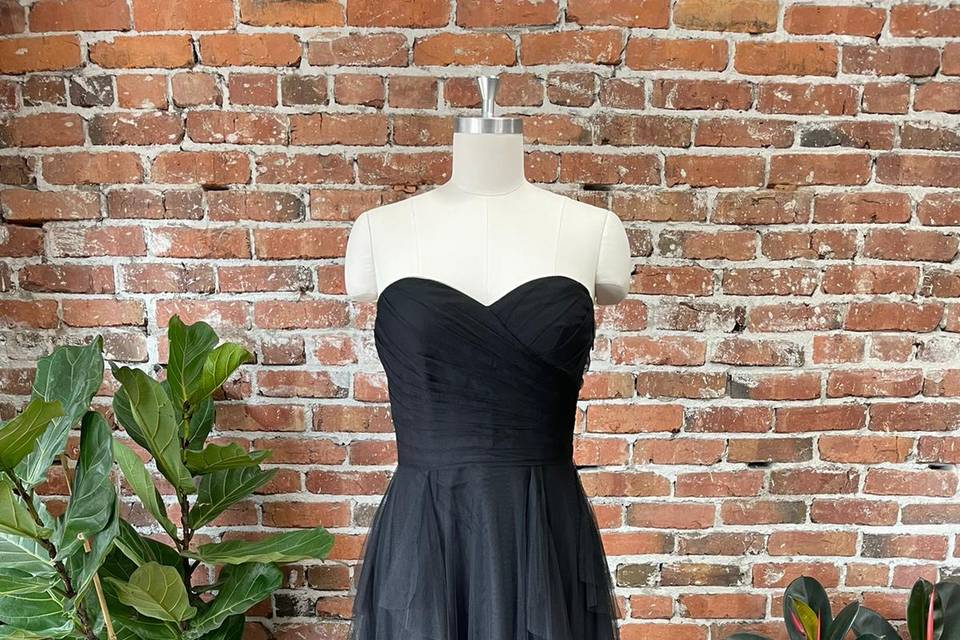 Black tulle strapless dress