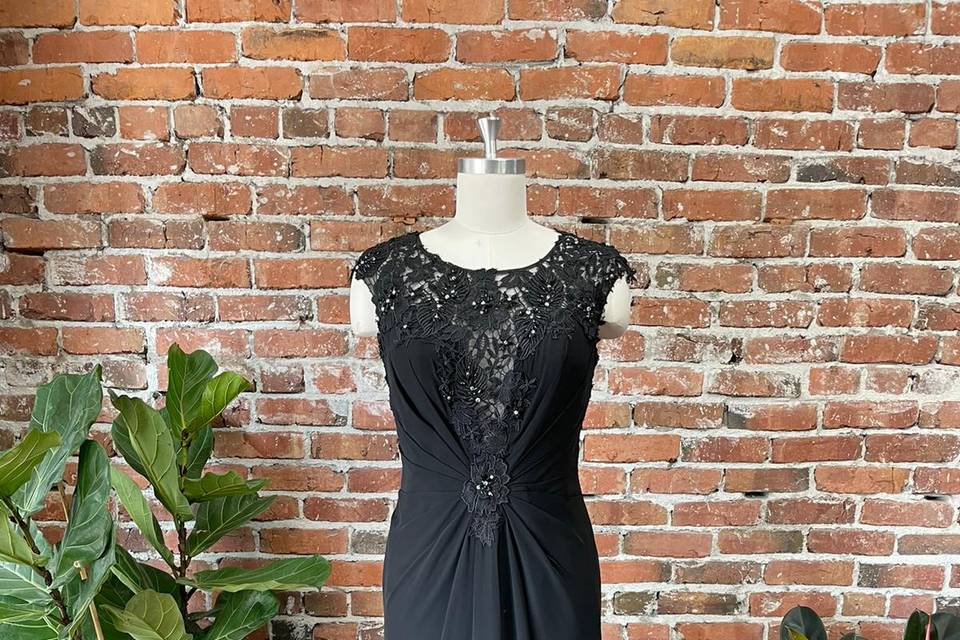 Black chiffon with lace top