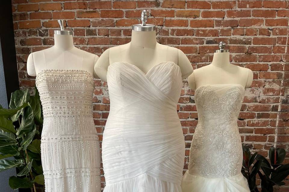 Three  fitted bridal gowns