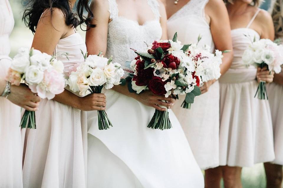 Bride and her bridesmaids