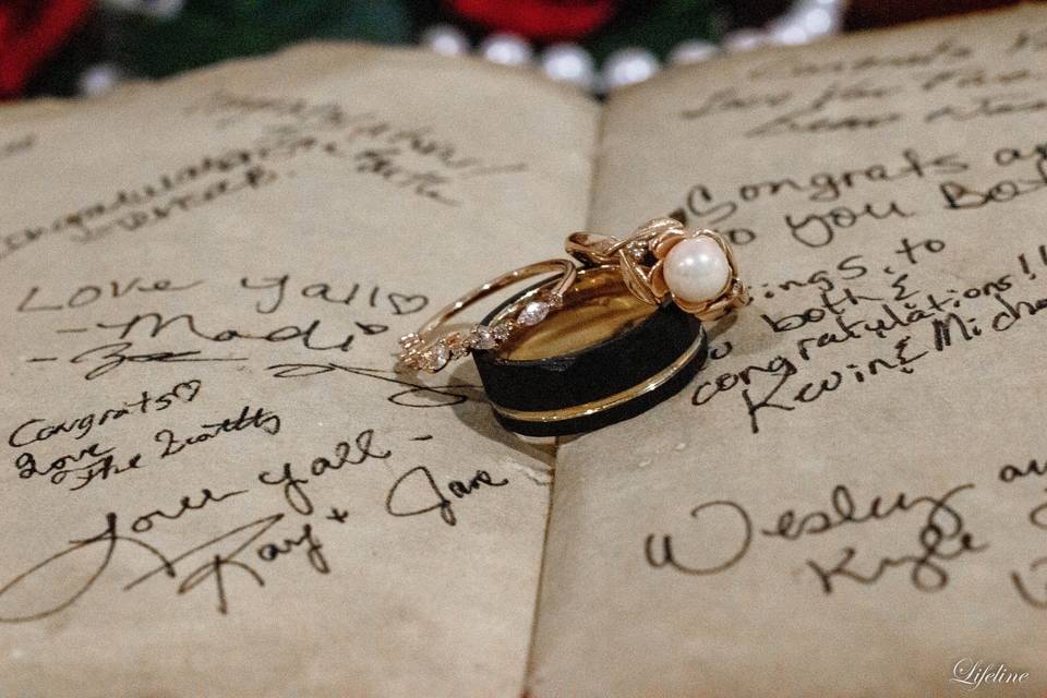 Wedding rings with guest book