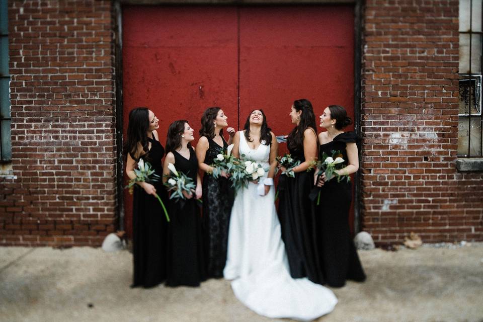 A bride and her maids