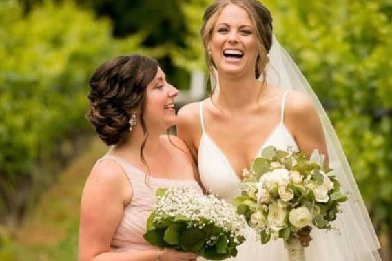 Bride and bridesmaid