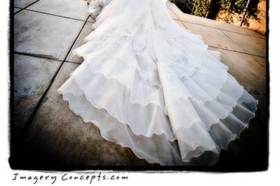 Gown designed by Rose DeSimone created in Silk Organza over Silk Dupioni.