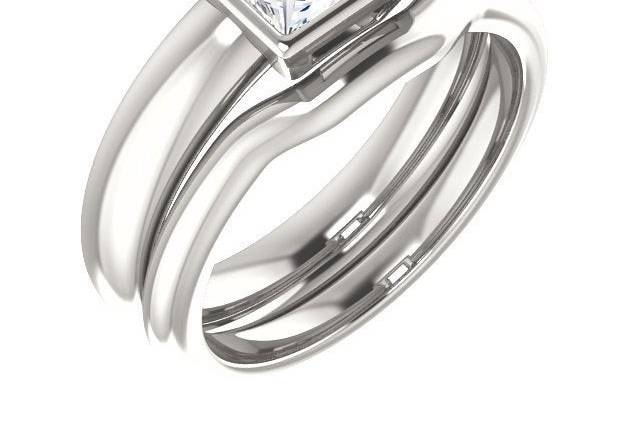 White topaz wedding set