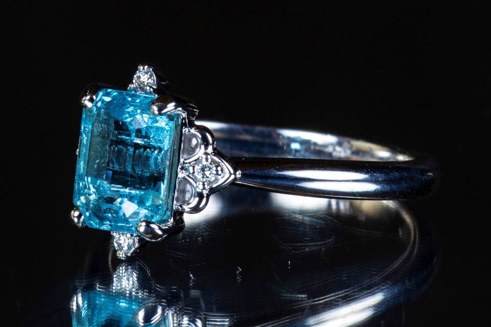AAA Aquamarine engagement ring