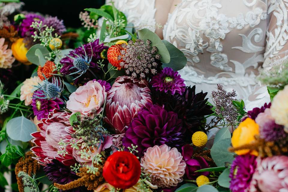 Bride and bridesmaids bouquets