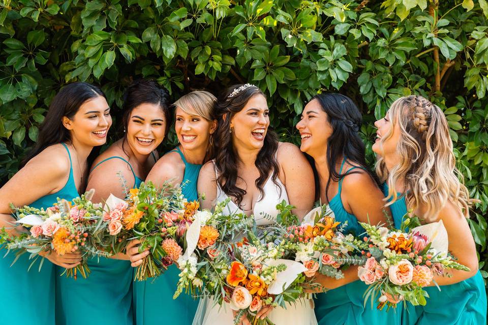 Bride and bridesmaids