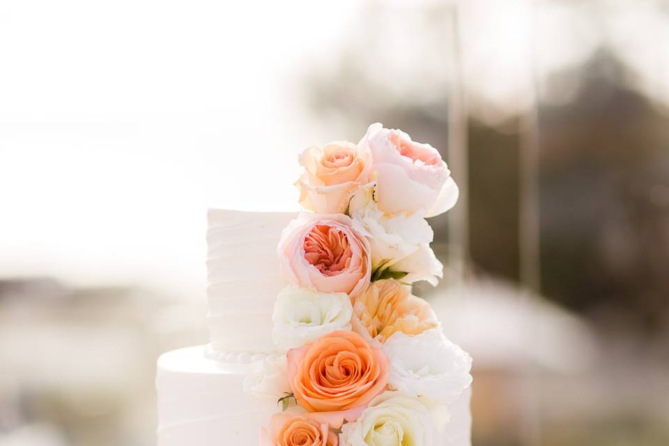 Peach floral cake