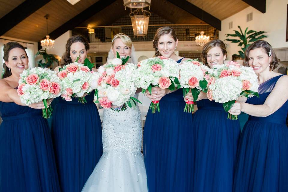 The bride with her bridesmaids