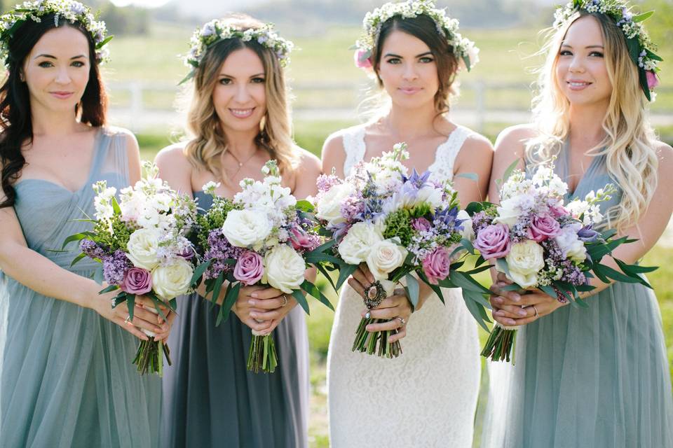 The bride with her bridesmaids