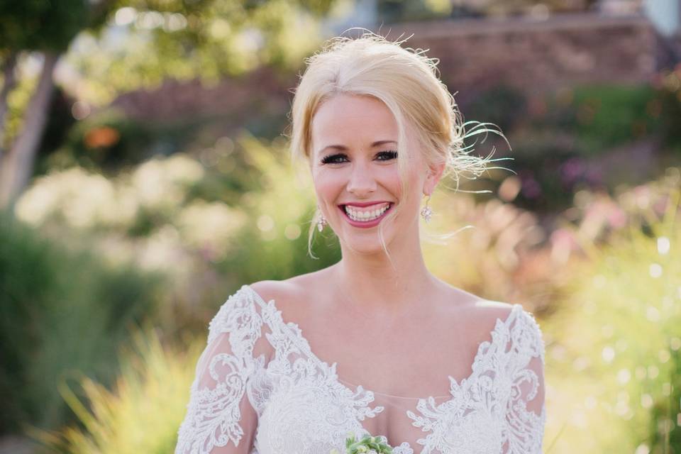 The bride holding her bouquet