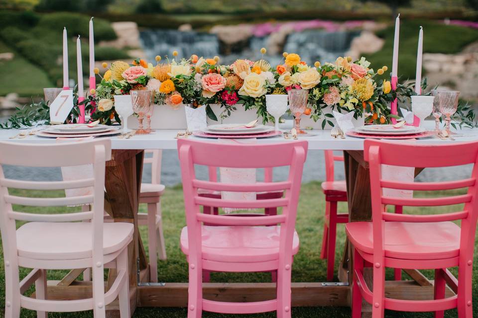 Table setup with centerpiece