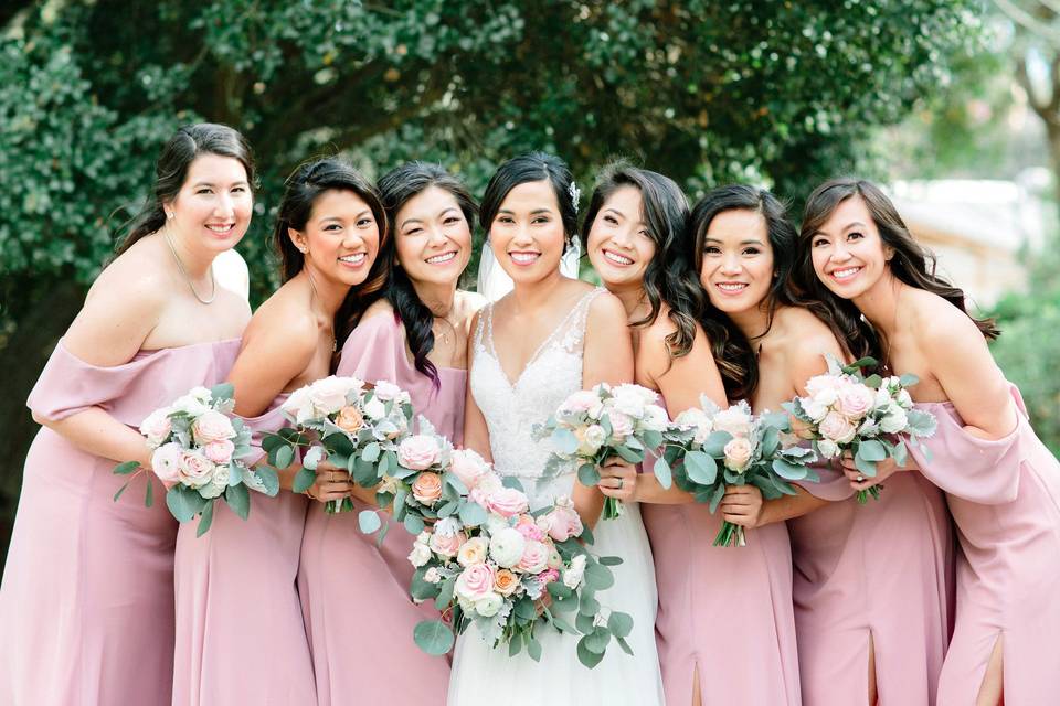 The bride with her bridesmaids