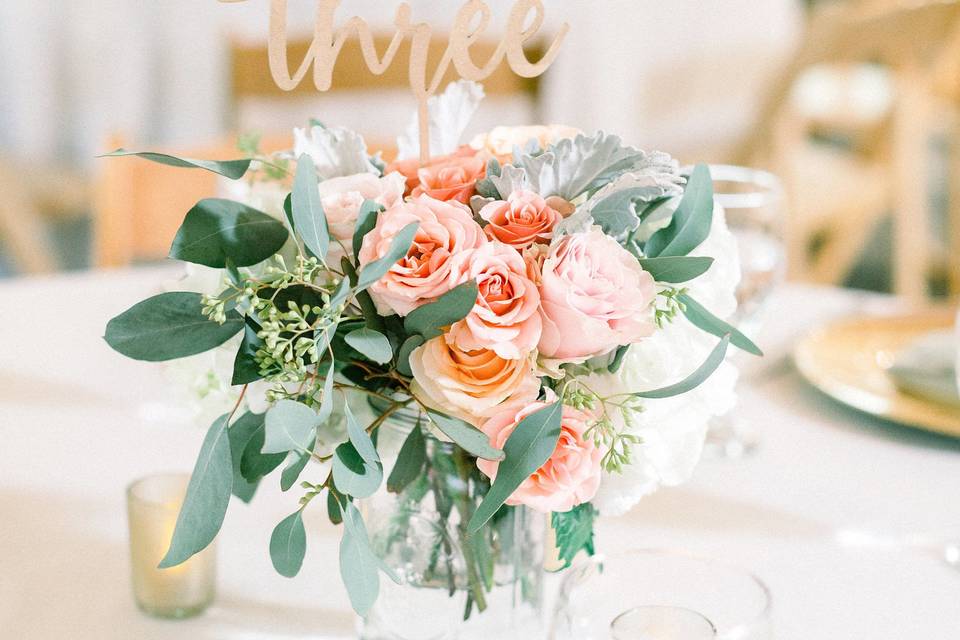 Table setup with centerpiece