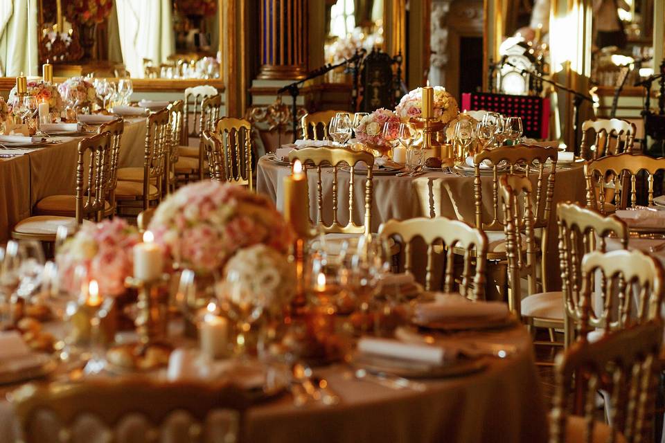 Creamy chairs and tables