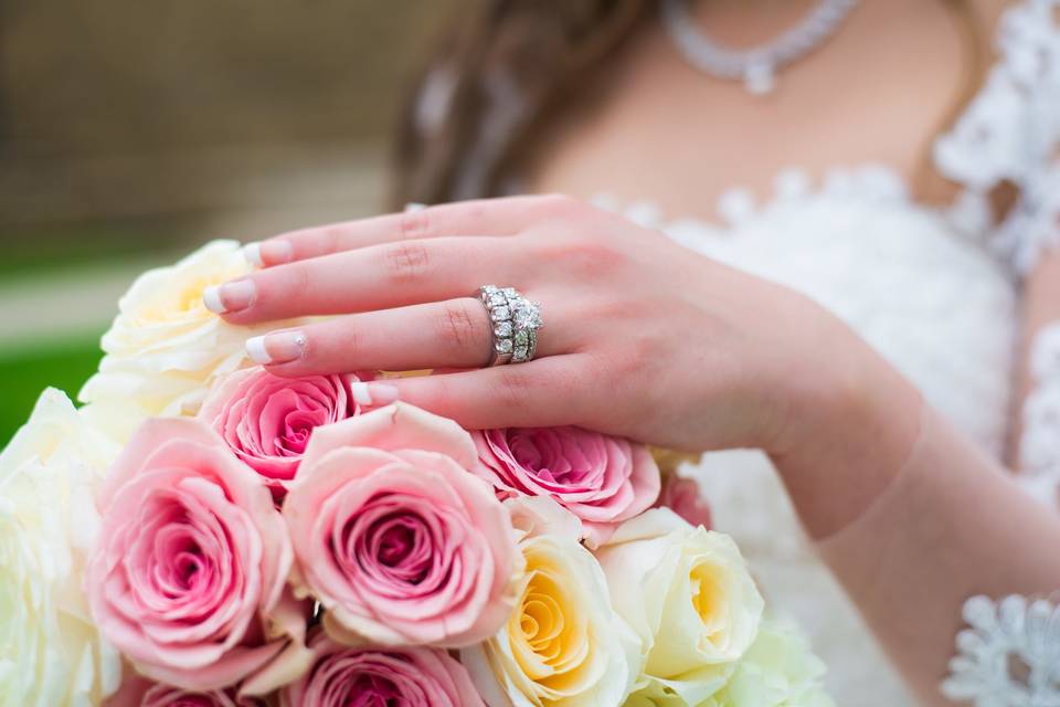 Flowers and wedding rings