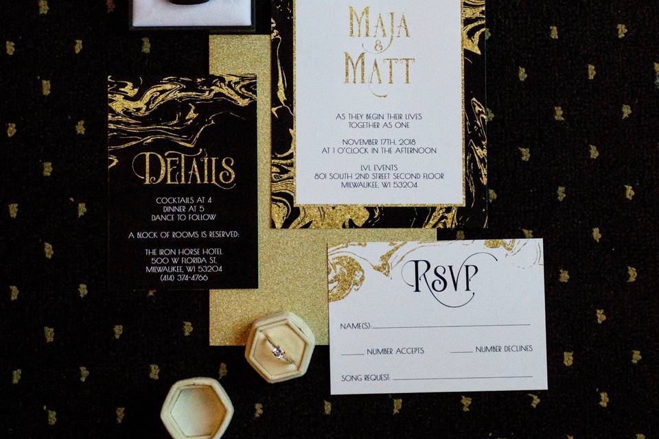 Gold and Black invitation suit