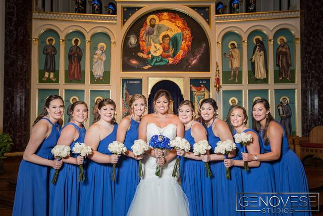 Bride and Bridesmaids in Blue