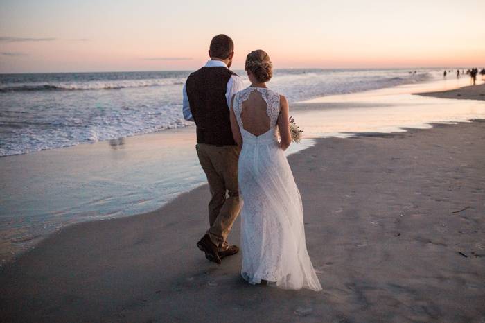 Coastal sunset wedding