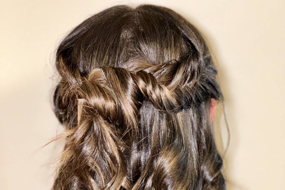 Half up half down tight curls