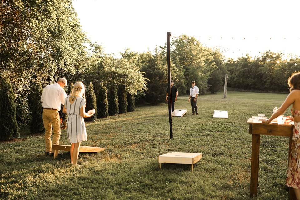 Cornhole at Cocktail hour!