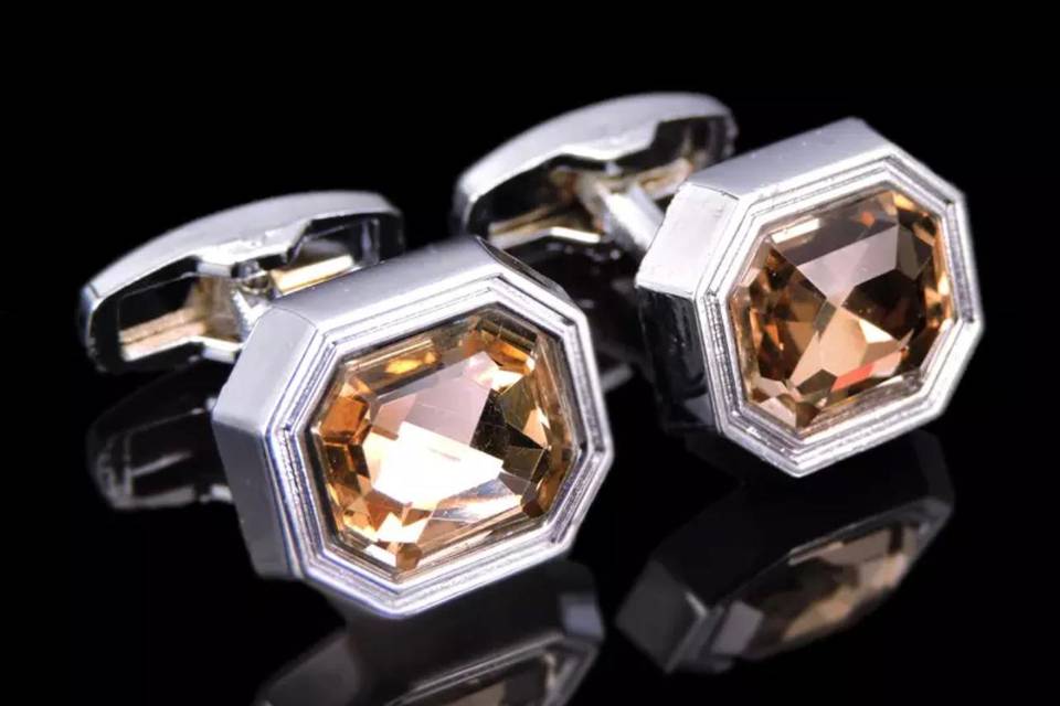 Amber silver octagon cufflinks