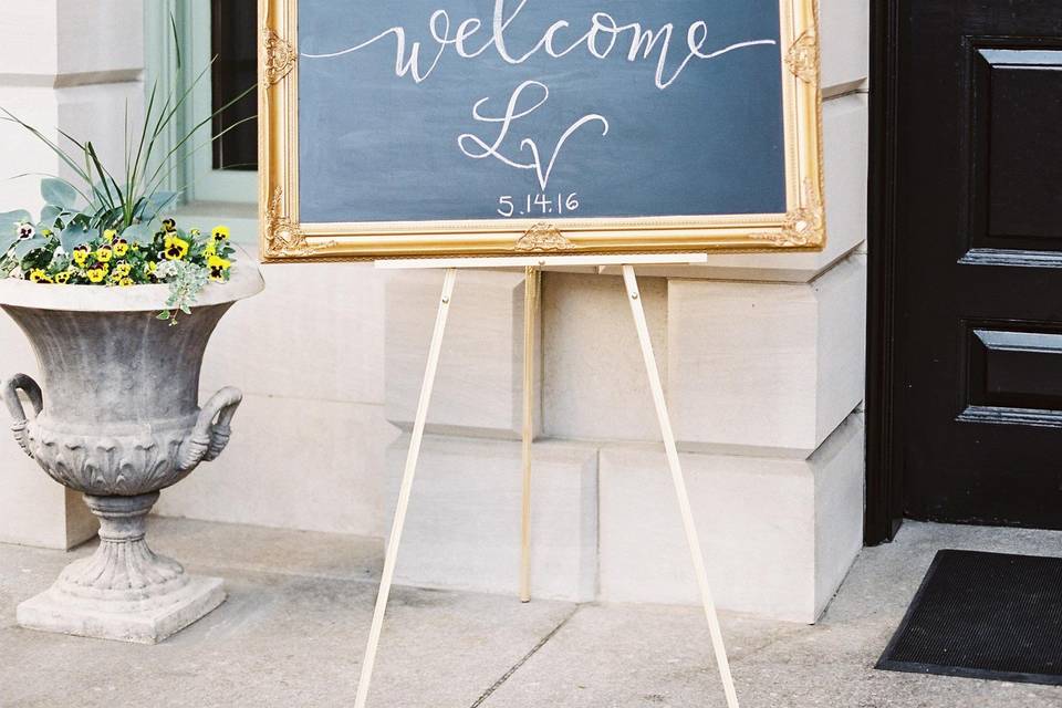 Flourishing Penguin custom chalkboard sign