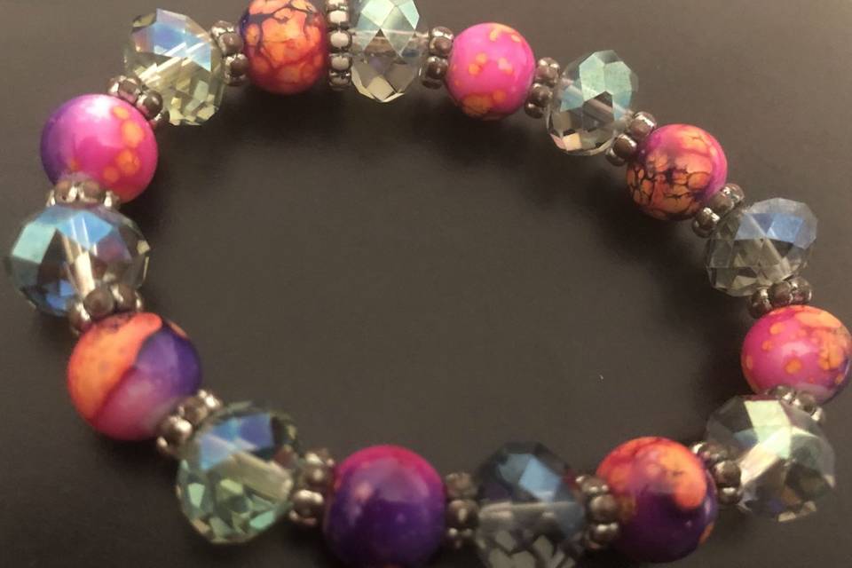 Tie-dye & crystal bracelet