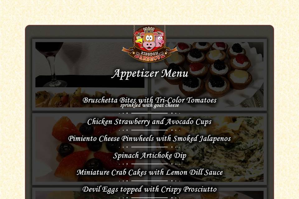 Appetizer menu