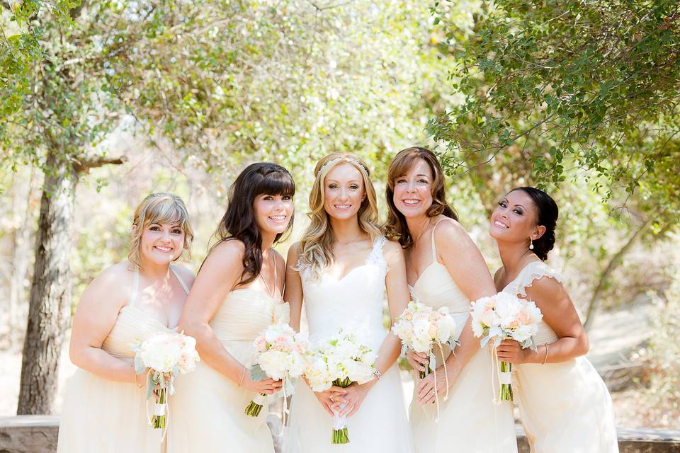 Bride and bridesmaids