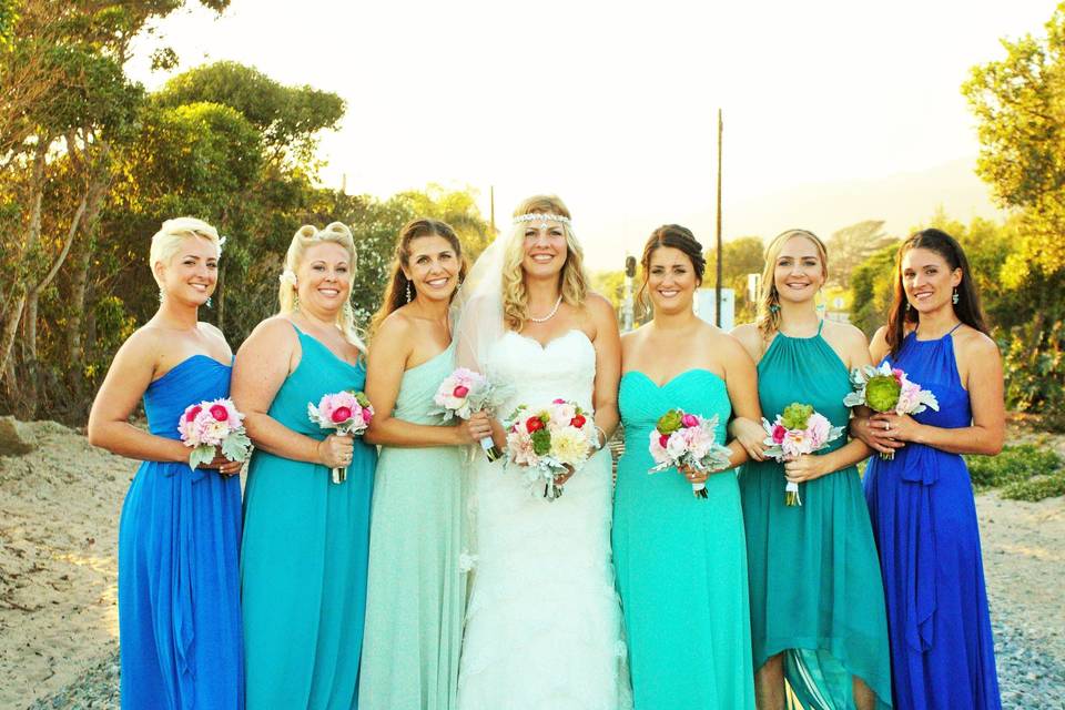 Bride and bridesmaids