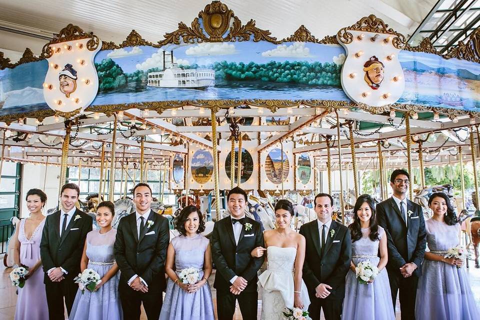 Wedding attendants with the couple