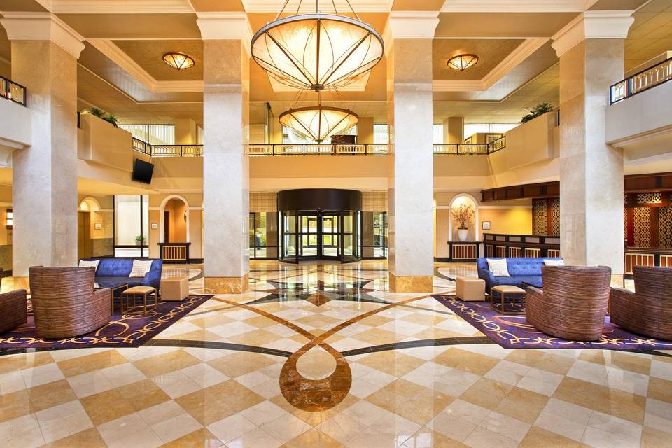 Bright hotel lobby