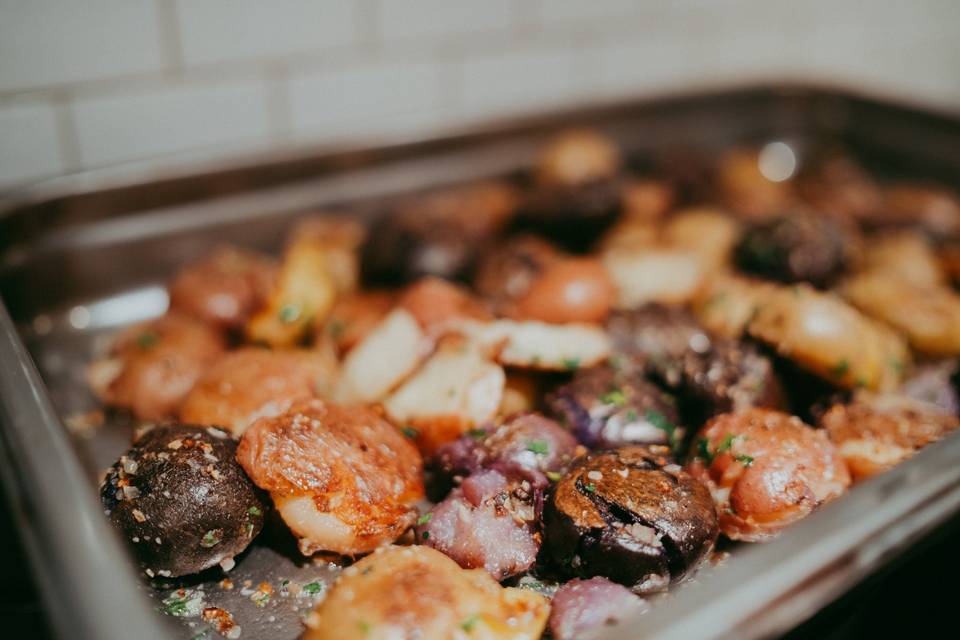 Tasty appetizers on tray