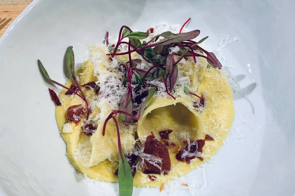 Homemade ricotta agnolotti