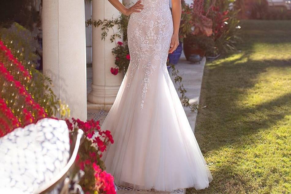 Beaded Spaghetti Straps Gown