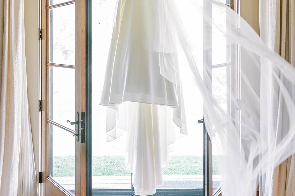 Bride's Wedding Gown with Veil