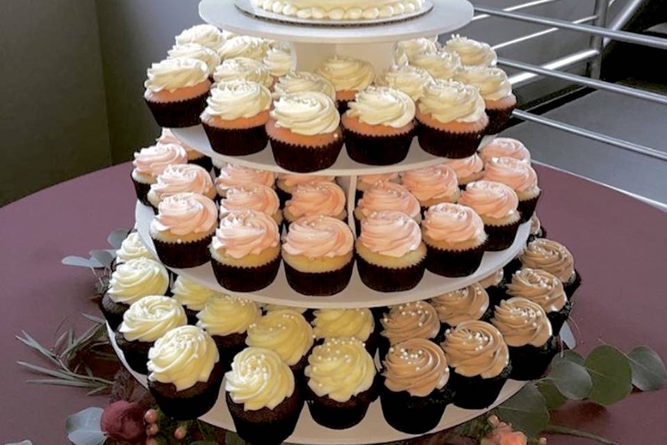 Wedding Cake and Cupcakes