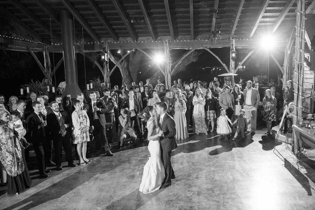 Wedding party in black and white