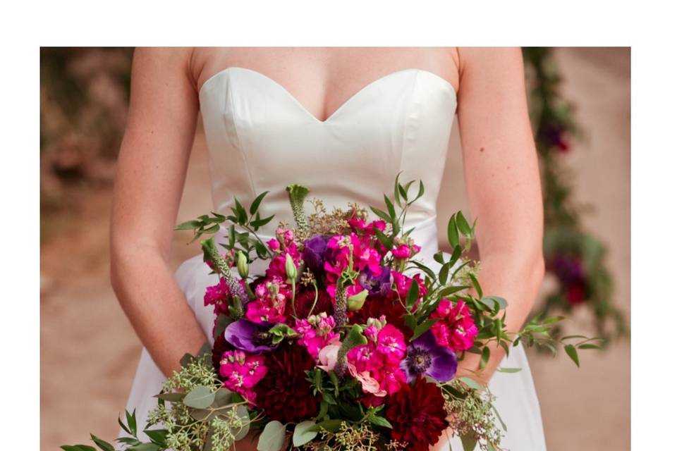 Secret Garden Flower Wedding Veil, Floral Wedding Veil, Pink Red