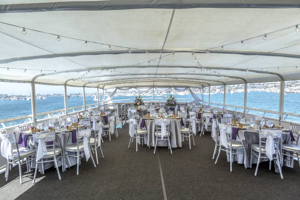 Daytime reception setup on yacht ICON