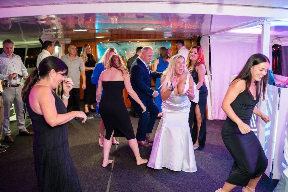 Guests dancing with the Bride!