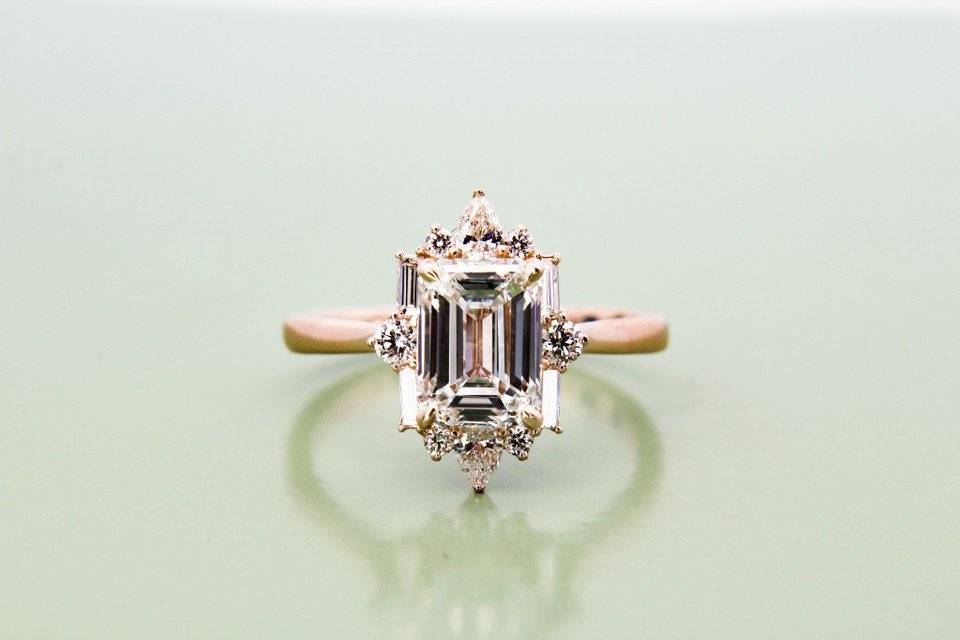 14k Rose Gold Emerald Ring