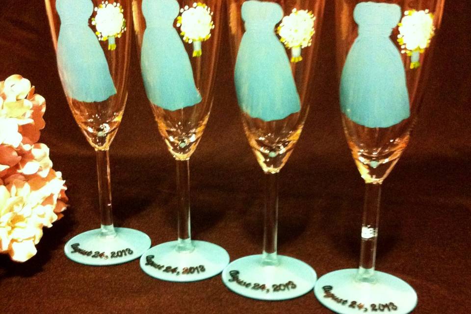 Painted champagne flute