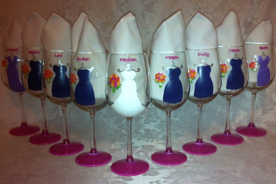 Painted wine glass